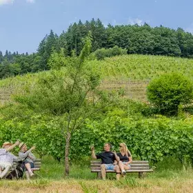 Feierabendbier auf der Bank mit Blick �ber das Glottertal